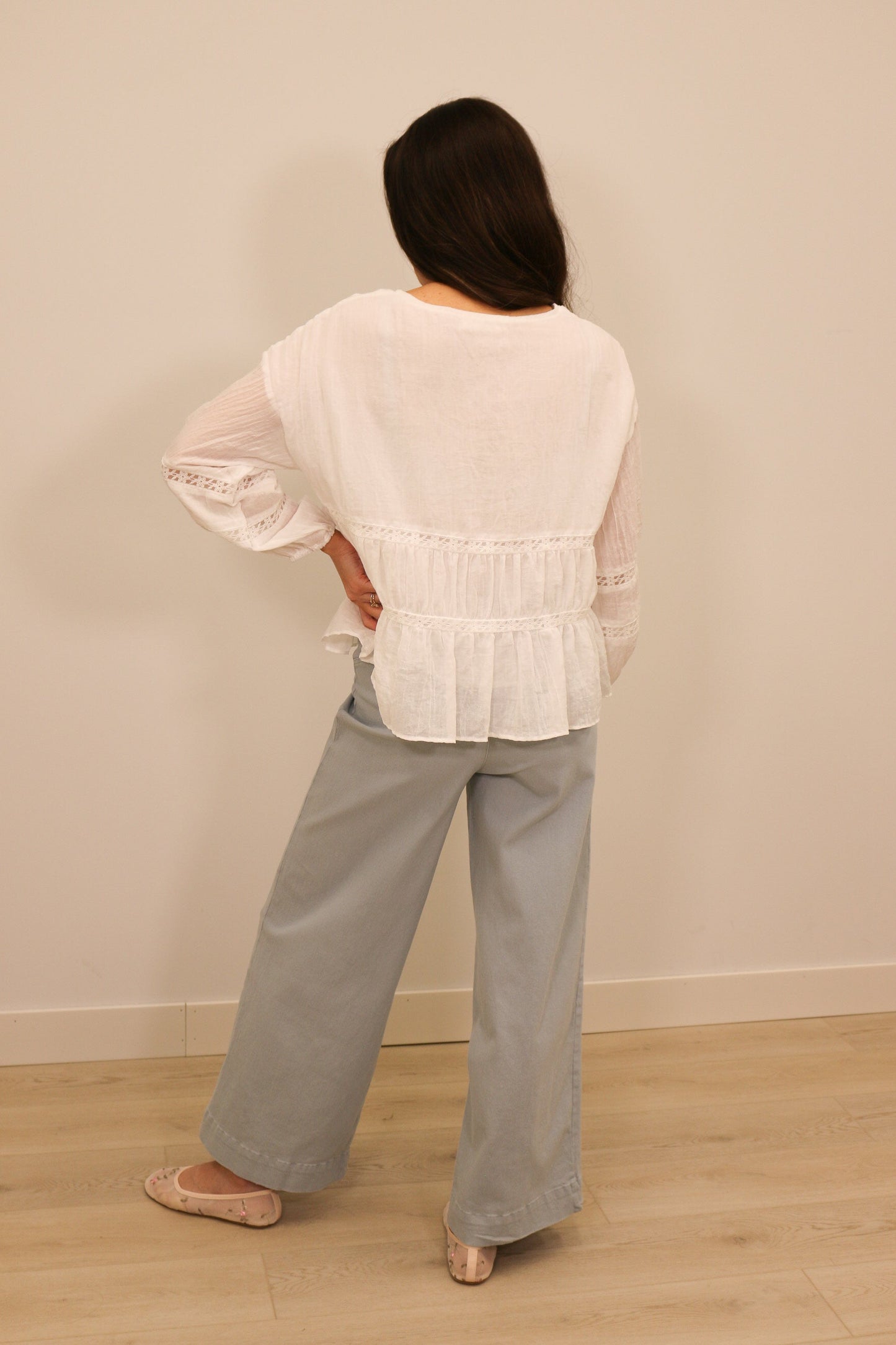Sandra High Waisted Wide Leg Soft Pants - Robin Egg