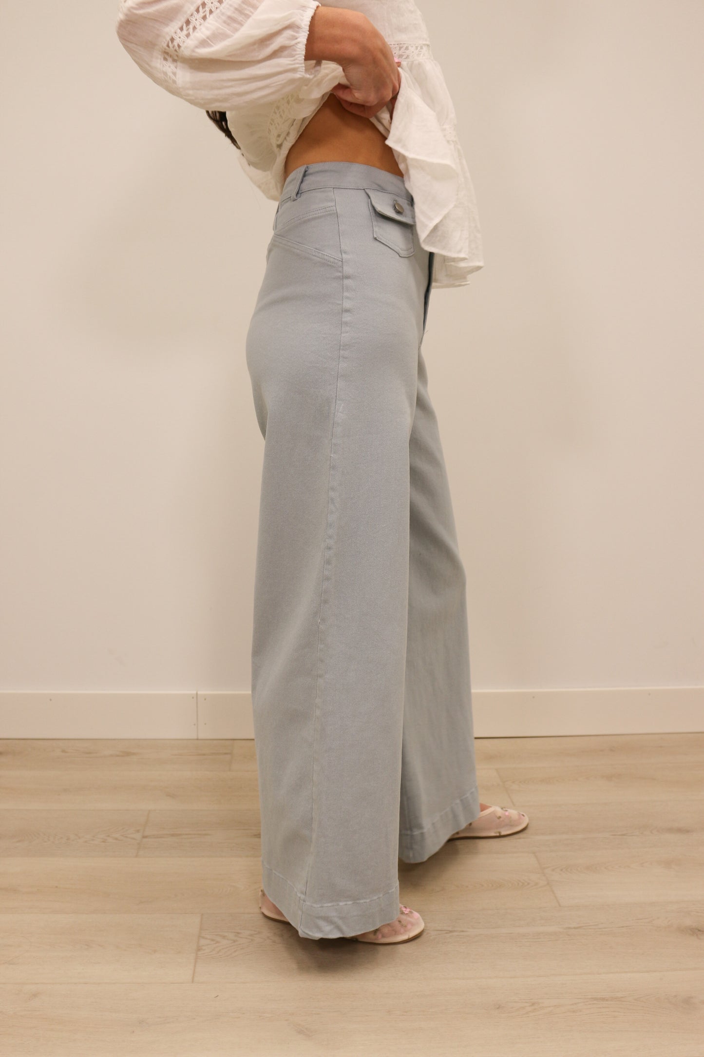 Sandra High Waisted Wide Leg Soft Pants - Robin Egg