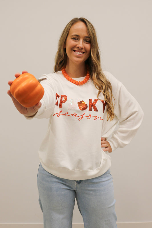 Sarah Spooky Season Embellished Sweatshirt by Mary Square - White