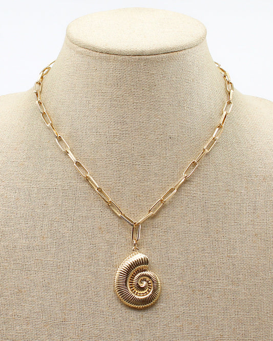 Coastal Charm Paperclip Chain Necklace - Gold