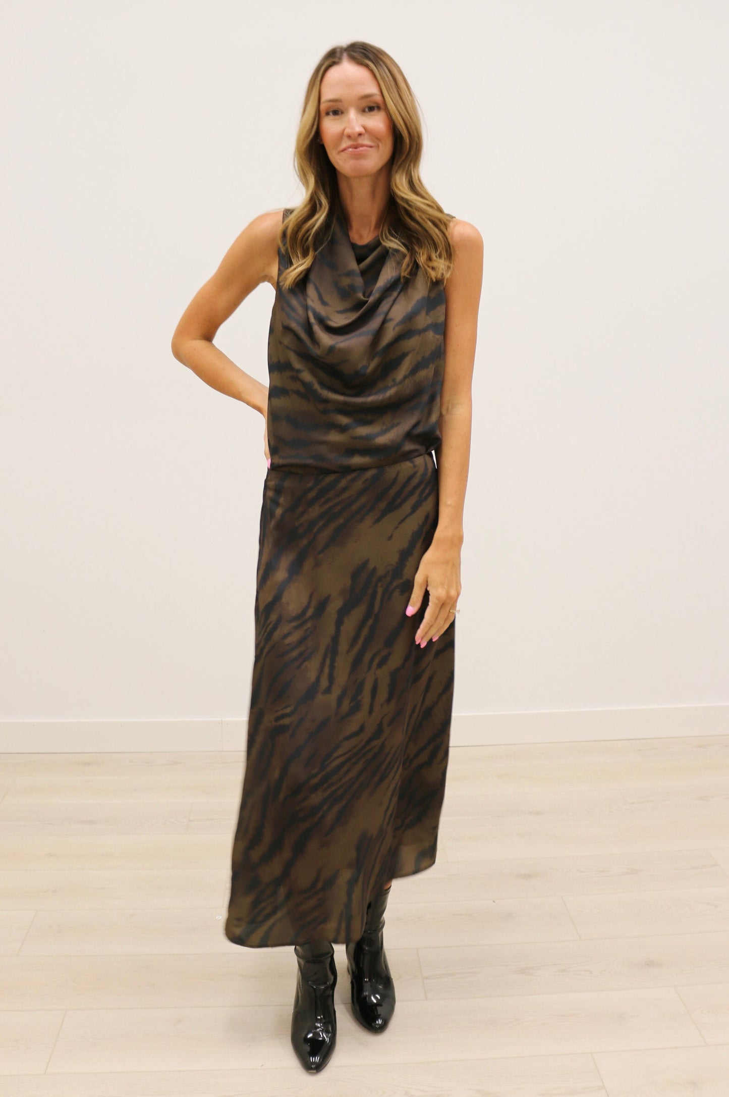 Selva Animal Print Midi Skirt - Brown Multi