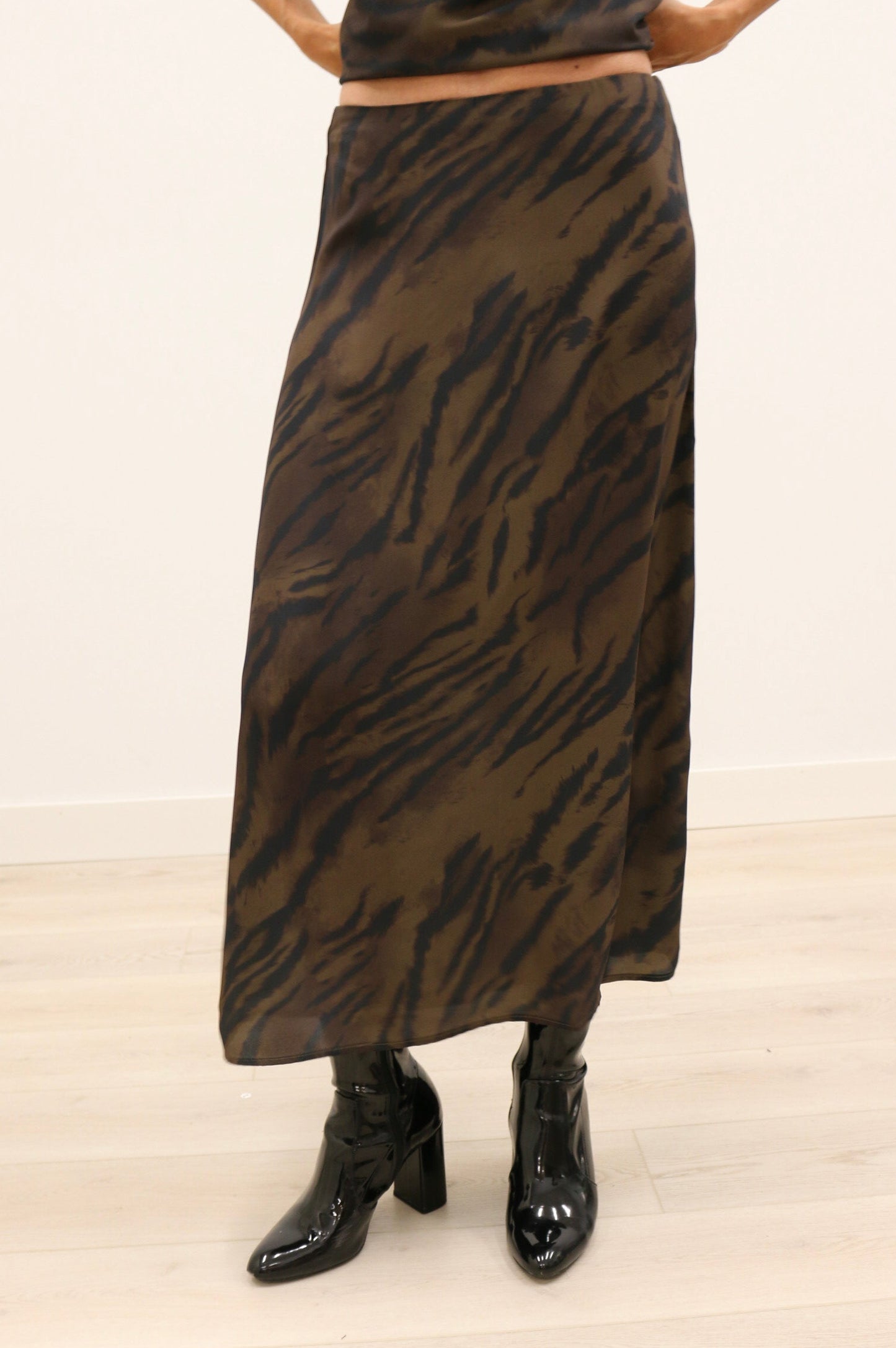 Selva Animal Print Midi Skirt - Brown Multi