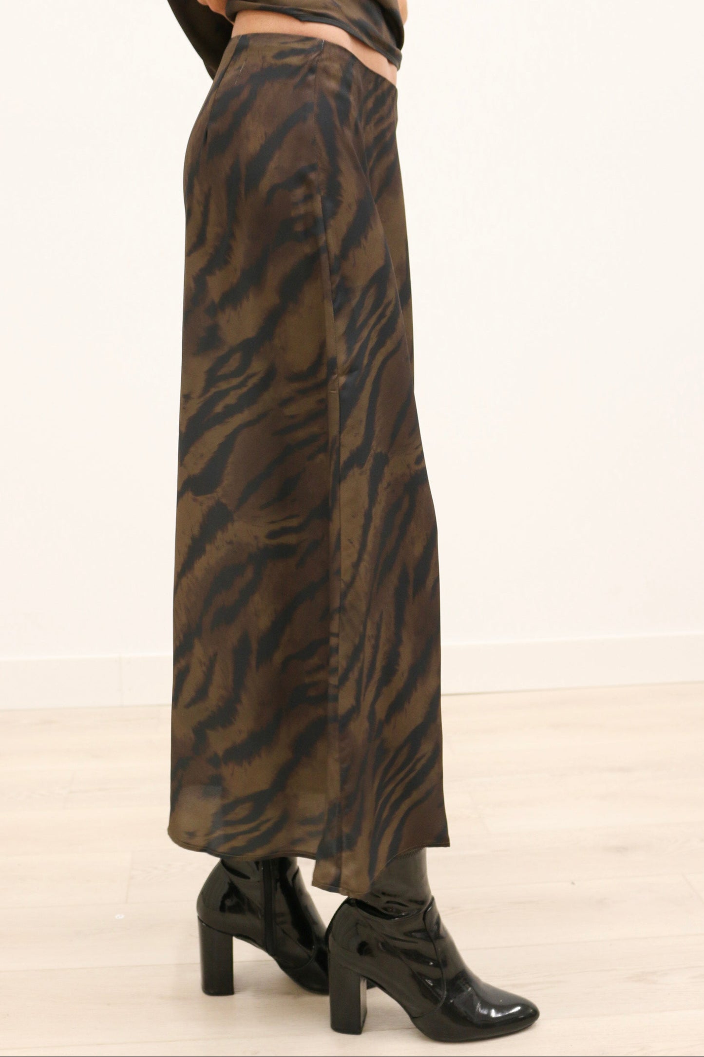 Selva Animal Print Midi Skirt - Brown Multi
