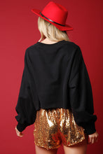 Load image into Gallery viewer, Multi-Color Sequin Stripe Holiday Cropped Sweater - Black Multi
