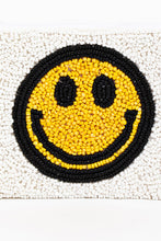 Load image into Gallery viewer, Smiley Face Print Seed Beaded Coin Pouch - White Multi
