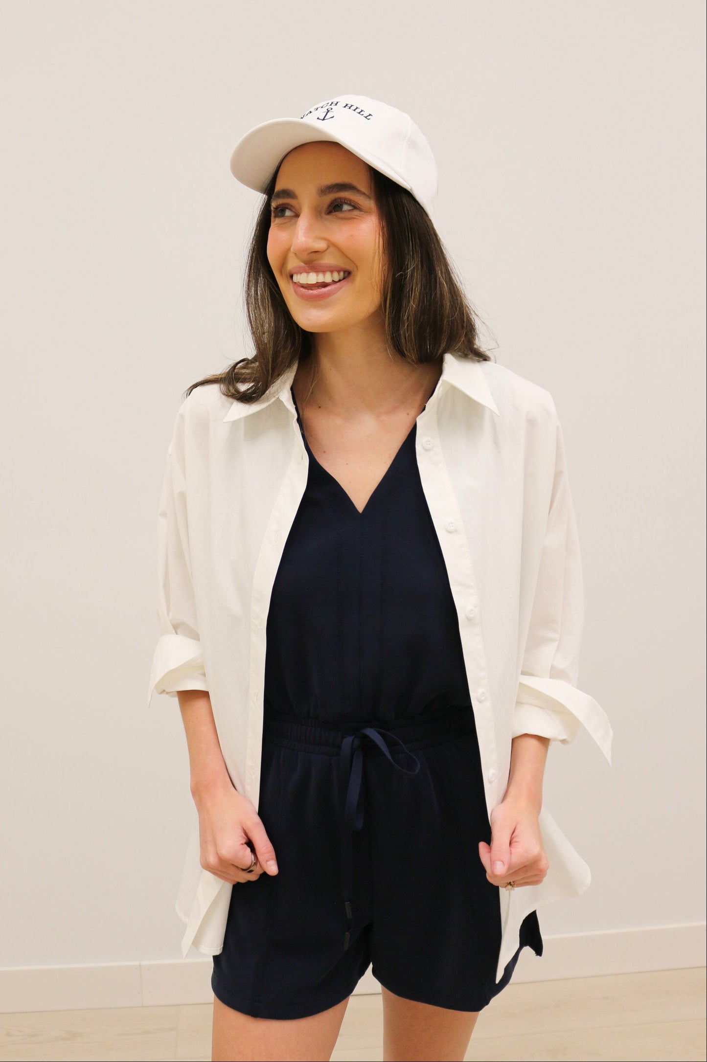 Soft Modal V-Neckline Sleeveless Romper - Navy Blue