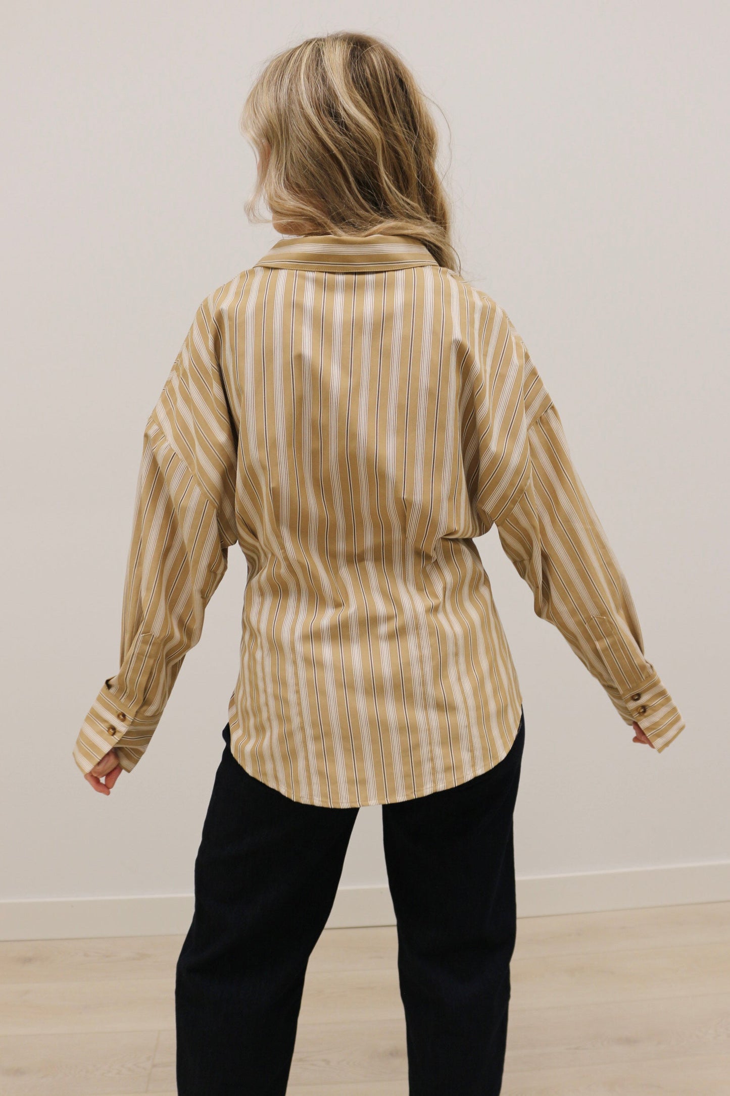 Soho Slim Fit Stripe Collared Button Up - Tan Multi