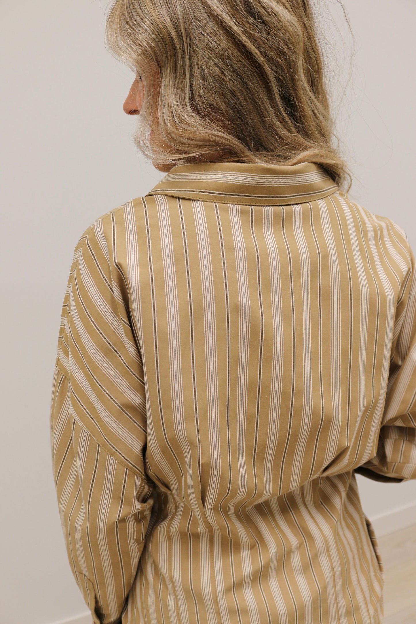 Soho Slim Fit Stripe Collared Button Up - Tan Multi