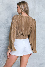 Load image into Gallery viewer, zSALE Sophia Plisse Pleated Deep V Twist Front Blouse - Bronze
