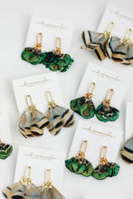Load image into Gallery viewer, Mallard Feather Tassel Statement Earrings - Green Multi
