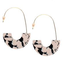 Load image into Gallery viewer, Black and White Marble Threader Earrings
