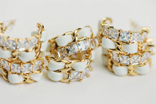 Load image into Gallery viewer, Vintage Chain Wrapped Leather Statement Hoop Earrings - Gold Multi
