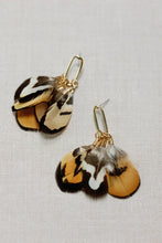 Load image into Gallery viewer, Quail Feather Tassel Statement Earrings - Tan Multi

