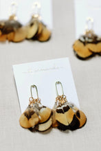 Load image into Gallery viewer, Quail Feather Tassel Statement Earrings - Tan Multi
