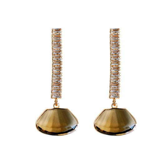 Swingy Diamond Drop Earrings - Brown