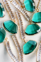 Load image into Gallery viewer, Swingy Diamond Drop Earrings - Emerald Green
