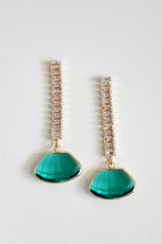 Load image into Gallery viewer, Swingy Diamond Drop Earrings - Emerald Green
