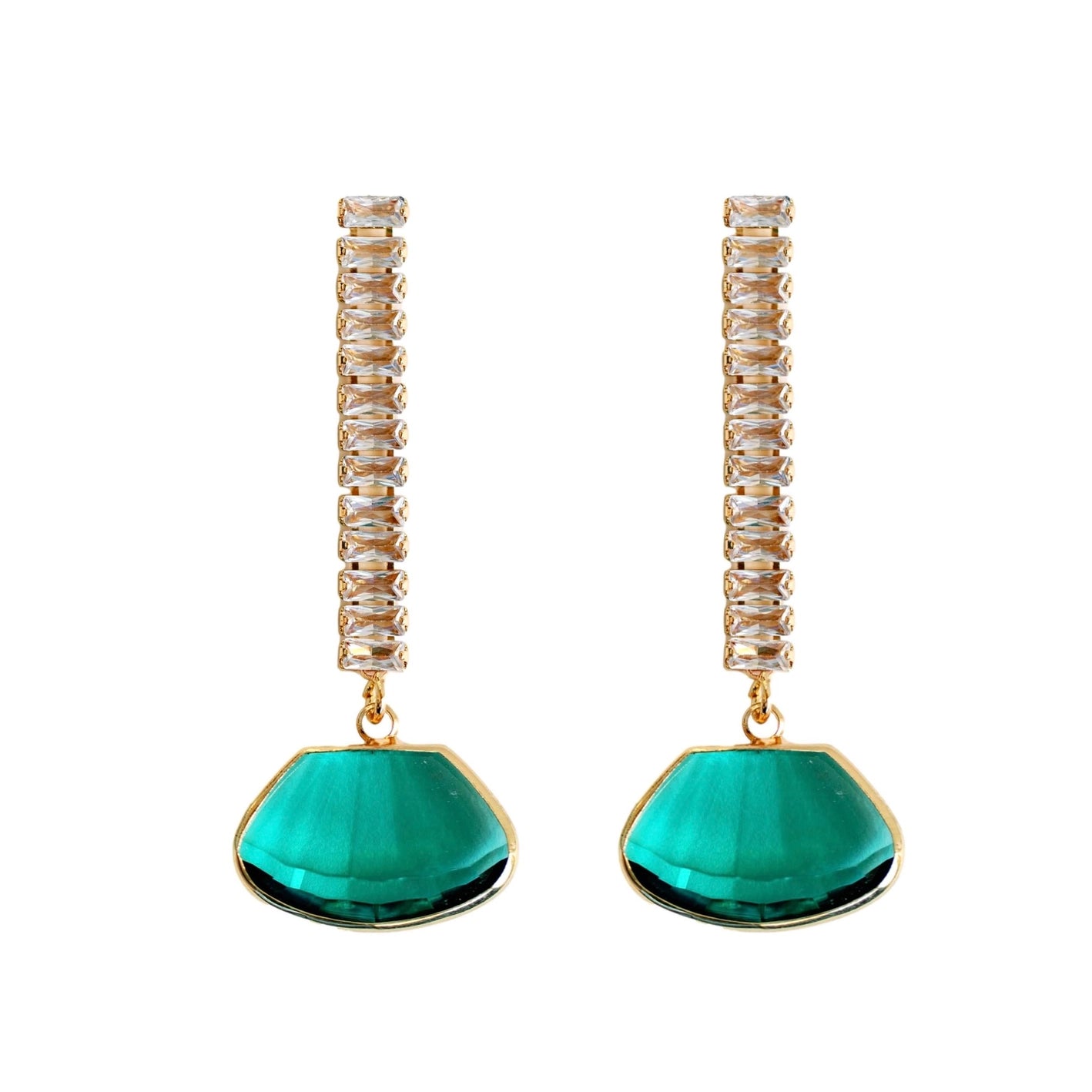 Swingy Diamond Drop Earrings - Emerald Green