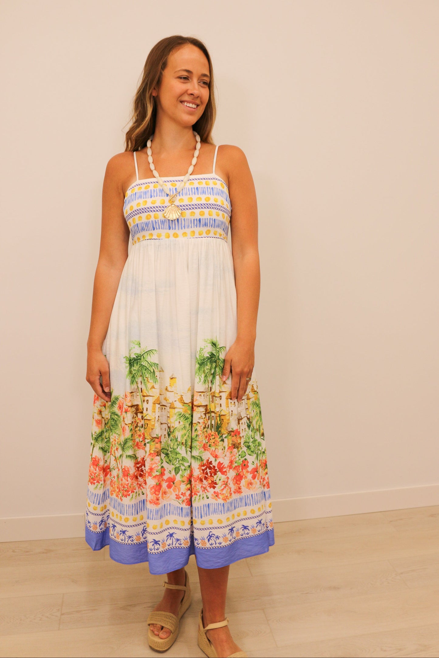 Talli Tropical Scenic Print Sleeveless Maxi Dress - Blue Multi
