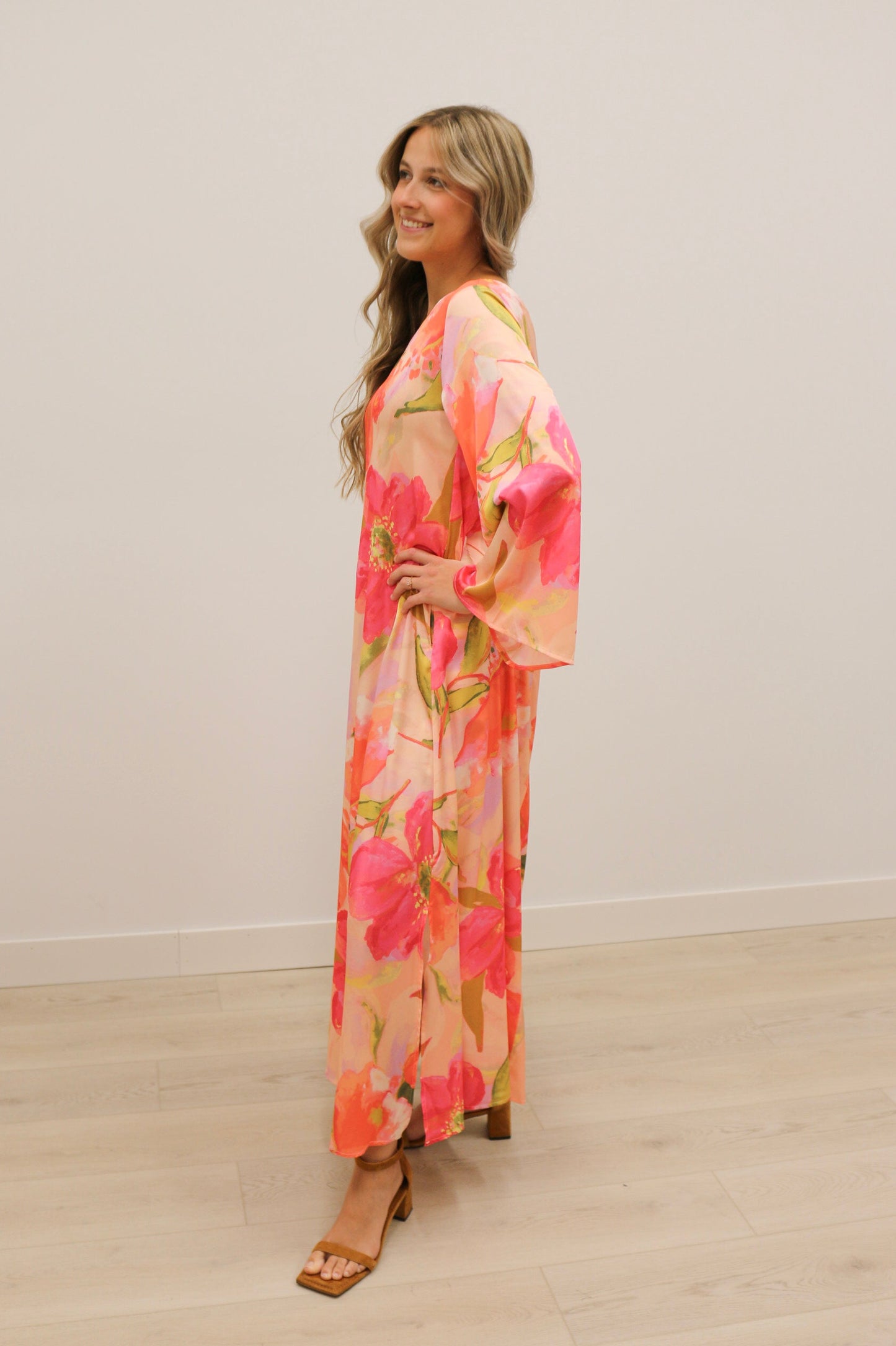Tessa Floral One Shoulder Maxi Dress - Pink Multi