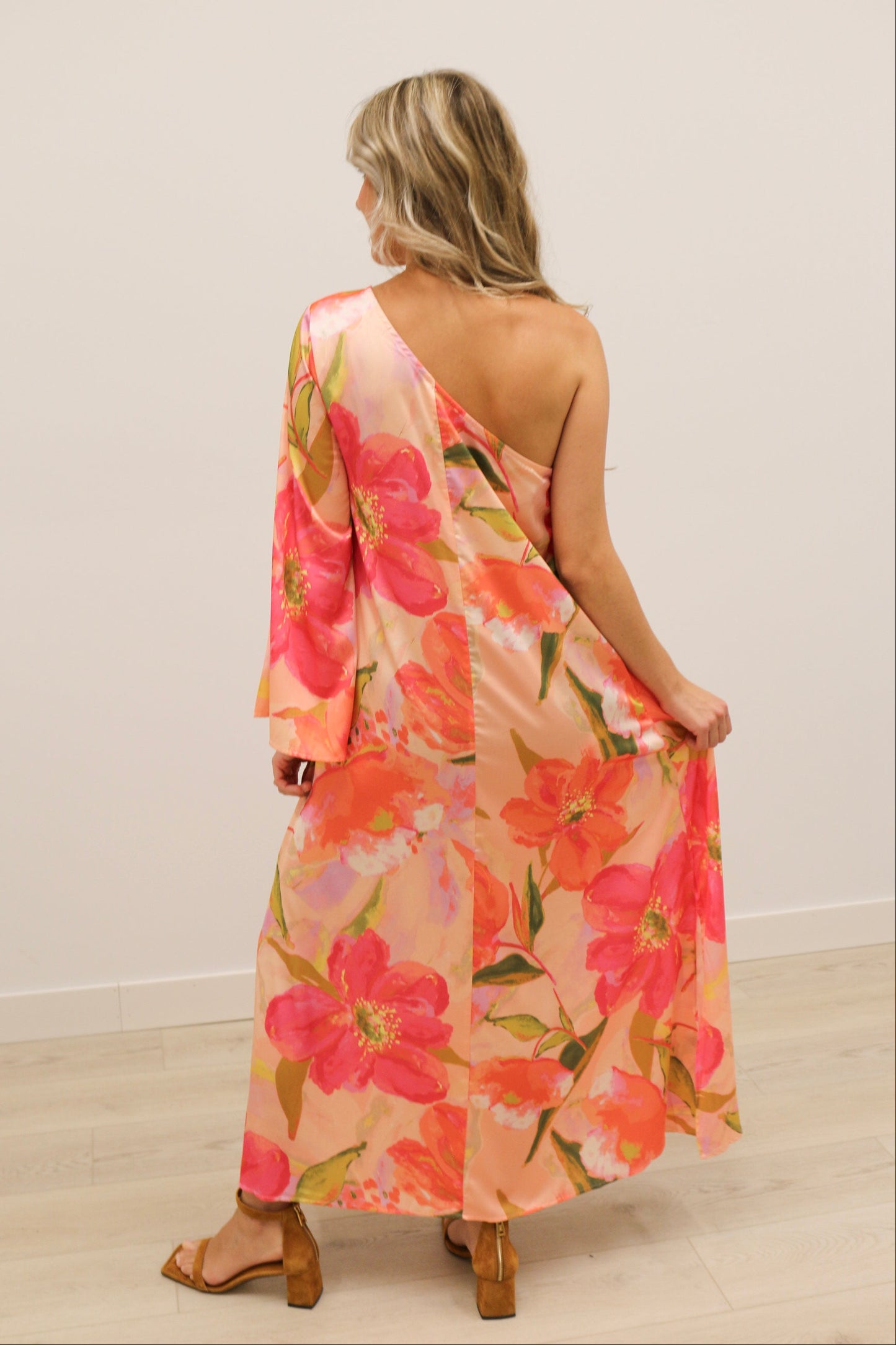 Tessa Floral One Shoulder Maxi Dress - Pink Multi
