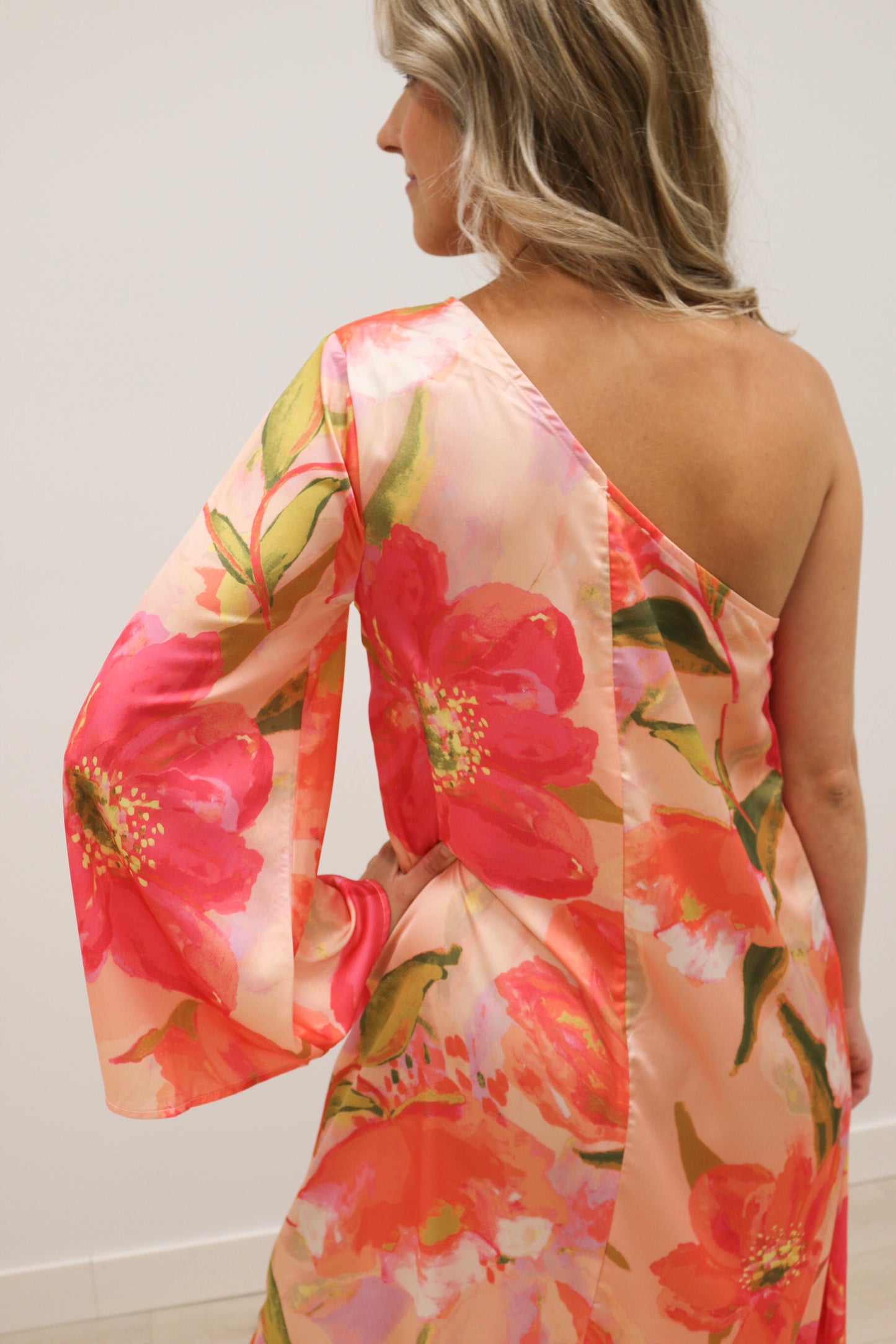 Tessa Floral One Shoulder Maxi Dress - Pink Multi