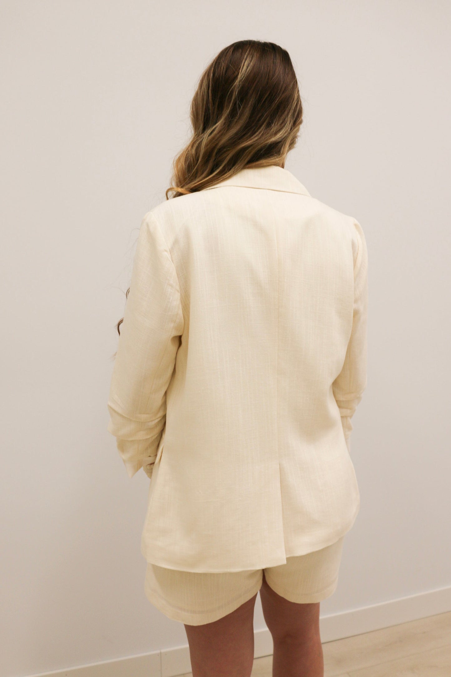 Venice Cinched Sleeve Relaxed Blazer - Ecru