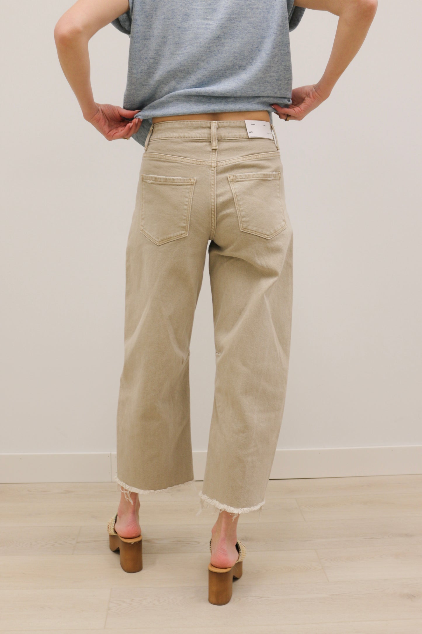 Kate High Rise Frayed Hem Barrel Denim by Vervet - Cinder