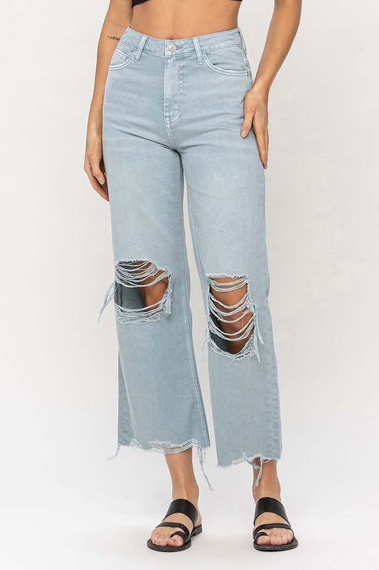 zSALE Leslie High Waisted 90s Vintage Crop Flare - Cloud Blue
