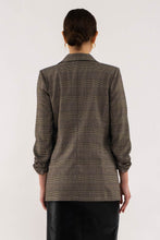 Load image into Gallery viewer, Fitz Plaid Ruched Sleeve Blazer - Charcoal Multi
