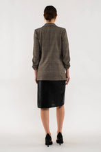 Load image into Gallery viewer, Fitz Plaid Ruched Sleeve Blazer - Charcoal Multi
