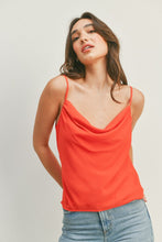 Load image into Gallery viewer, zSALE Saint Silky Chic Cowl Neck Cami Blouse - Cherry Tomato
