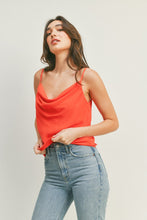 Load image into Gallery viewer, zSALE Saint Silky Chic Cowl Neck Cami Blouse - Cherry Tomato
