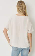 Load image into Gallery viewer, Thea Essential V-Neck Short Sleeve Woven Blouse - Oatmeal

