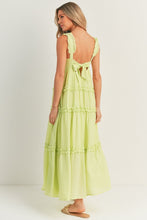 Load image into Gallery viewer, zSALE Malibu Relaxed Fit Smocked Ruffle Tiered Sleeveless Maxi Dress - Lime
