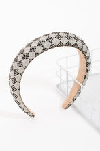 Load image into Gallery viewer, Rhinestone Checker Pattern Puffy Headband - Black, Silver
