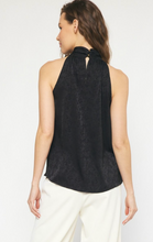Load image into Gallery viewer, Catherine Satin Floral Jacquard High Neck Tank Blouse - Black
