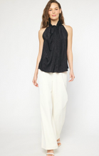 Load image into Gallery viewer, Catherine Satin Floral Jacquard High Neck Tank Blouse - Black
