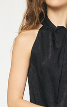 Load image into Gallery viewer, Catherine Satin Floral Jacquard High Neck Tank Blouse - Black

