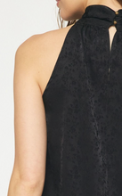 Load image into Gallery viewer, Catherine Satin Floral Jacquard High Neck Tank Blouse - Black

