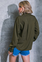 Load image into Gallery viewer, Birdie Long Sleeve Collared Button Up Woven Blouse - Dark Olive
