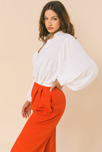 Load image into Gallery viewer, Bradshaw Collared Woven Long Sleeve Blouse - Ivory
