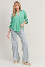 Load image into Gallery viewer, Delilah V-Neck 3/4 Sleeve Woven Blouse - Green
