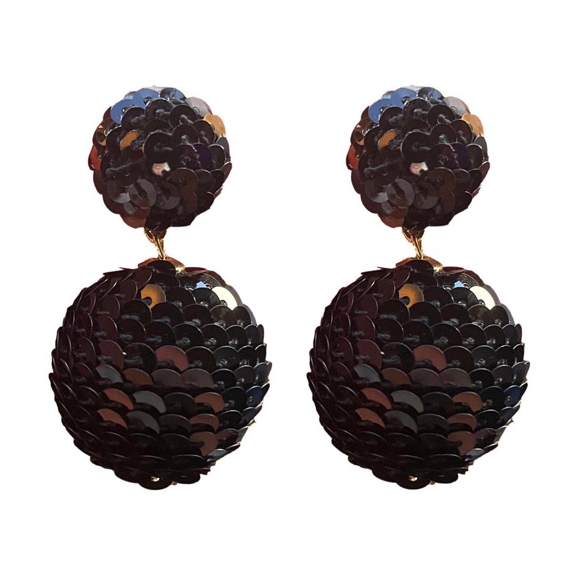 zSALE Lido Black Sequin Pom Pom Earrings