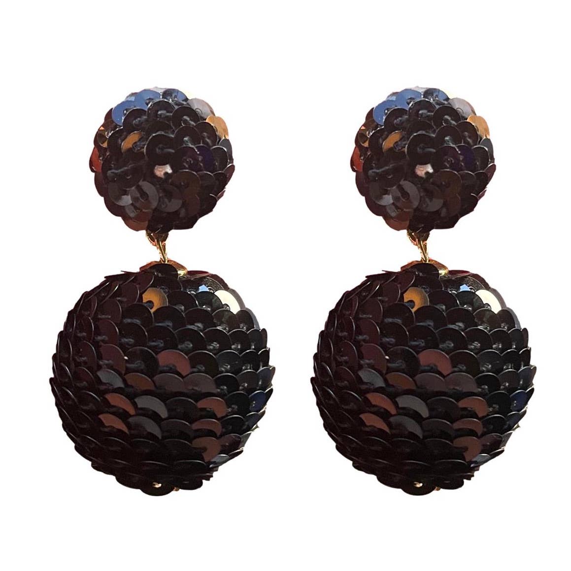 Lido Black Sequin Pom Pom Earrings