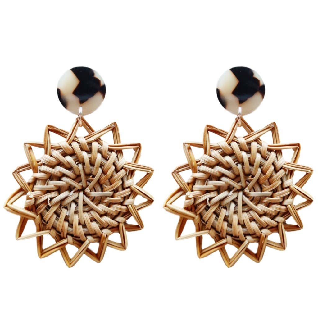 Sunburst Rattan Drop Earrings