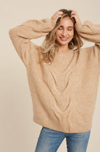 Load image into Gallery viewer, Mel Oversized Cable Knit Long Sleeve Sweater Pullover - Camel
