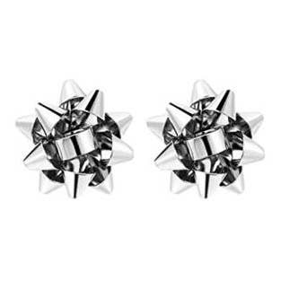 Christmas Bow Earrings - Silver