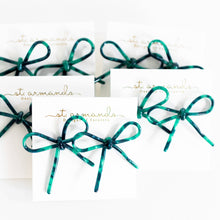 Load image into Gallery viewer, Emerald Green Tortoise Bow Earrings
