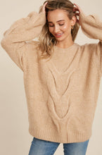 Load image into Gallery viewer, Mel Oversized Cable Knit Long Sleeve Sweater Pullover - Camel
